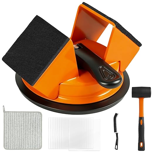 Floor Gap Fixer Tool Kit with Rubber Mallet, Dual 45° Striking Tool for Laminate & Vinyl Plank Flooring, Heavy Duty Suction Cup Set with 8 Sticky Pads & Gap Cleaning Brush
