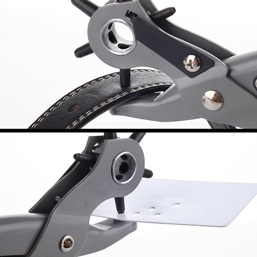 UNCO- Leather Hole Punch Tool, 5/64", 3/32", 7/64", 1/8", 5/32", 3/16" | 6 Different Hole Sizes, Durable Hole Punch for Watch Bands, Straps, Dog Collars, Saddles, Shoes, Fabric, DIY Craft Projects