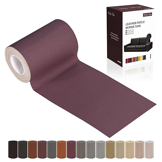 Leather Repair Patch Tape, Purple 3 x 61 Inches Self Adhesive Leather Repair Kit for Furniture, Car Seat,Vinyl Leather Repair Kit for Office Chairs, Couch, Sofa, Luggage