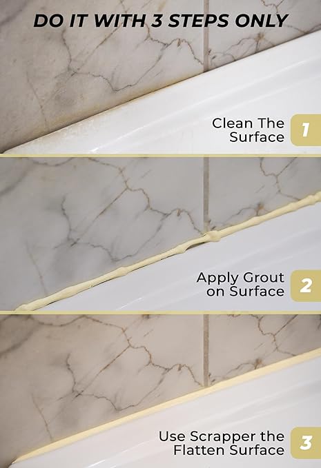 Tile Grout Repair, Beige and Cream 8.8 oz/250gr. Fast Drying Grout Repair Kit, Grout Filler Tube Repair Kit, Tile Grout Paint, Grout Sealer Restore and Renew Bathroom Floor, Tile Gaps, Joints, Lines