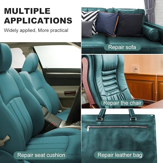 Leather Repair Patch Green 17.3 x 117 Inch Self Adhesive Leather Repair Kit for Couch Car Seat Furniture Sofa Chair, Faux Leather Fabric Roll Leather Furniture Repair Kit