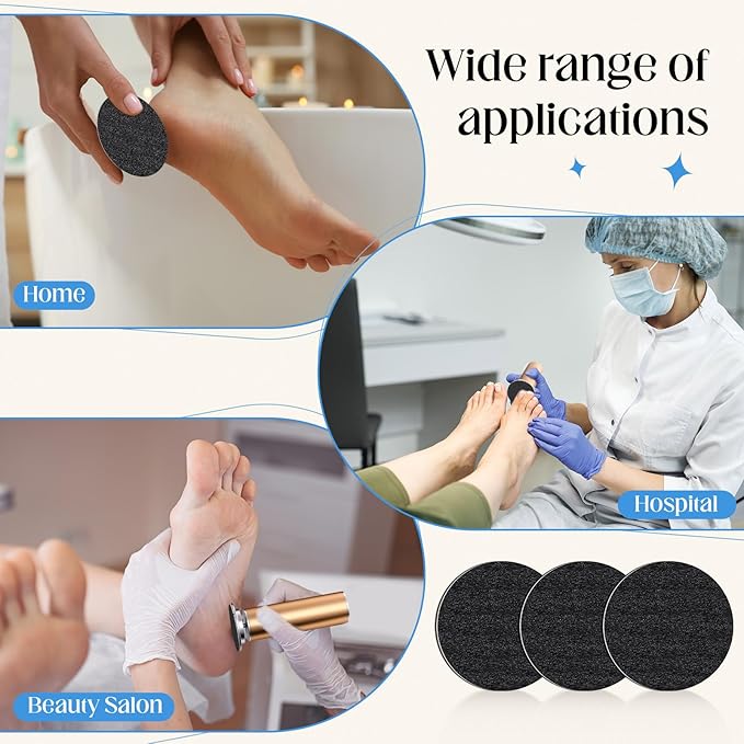 Gisafai 1000 Pcs Replaceable Sandpaper Refill Discs Bulk 60 Grit Replacement Sandpaper Pad Discs for Electric Foot File Callus Remover Black Tool Foot File Disks for Cracked Heels Dead Skin