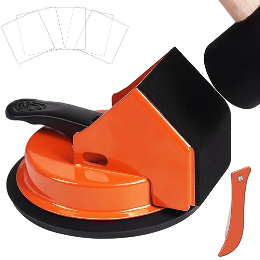 Floor Gap Fixer Tool 45°&90°Striking Surfaces Floor Gap Repair Tool Made of Iron & Enhanced Suction Cup with Slot Cutter and 5pcs Sticky Pads for Fixer Laminate/Vinyl Flooring Tools (Orange)