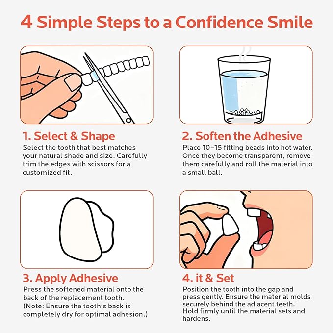 Tooth Repair kit for Filling The Missing Broken Tooth and Gaps-Moldable Fake Teeth and Thermal Beads Replacement Kit for Women and Men