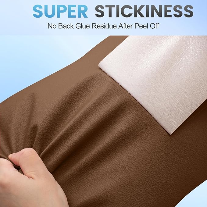 Leather Repair Patch Tape Kit, 4" x 63" Self Adhesive Leather Repair Patch for Furniture, Vinyl Leather Repair Kit for Car Seat, Chairs, Couch, Sofa, Boat Caramel Brown