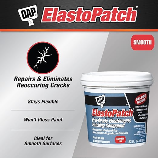 DAP ElastoPatch Smooth Flexible Patching Compound, White, 32 Oz (7079812278)