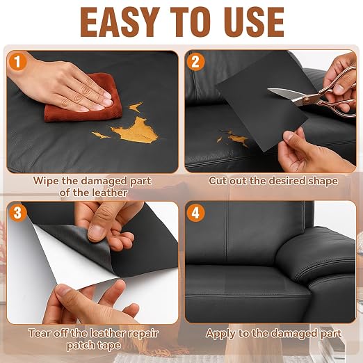 Vigorder Leather Repair Tape, 3" x 61" Self Adhesive Leather Repair Patch for Furniture, Sofa, Car Interior, Office Chair (Light Brown)