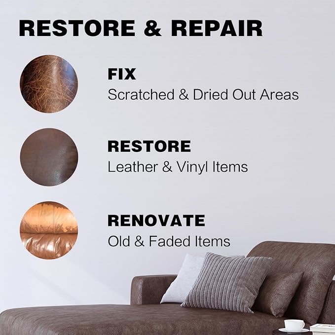 Leather Recoloring Balm - Maroon Leather Repair Kit for Furniture, Dye, Recolor, Renew, Repair & Restore Aged, Faded, Cracked, Peeling and Scuffed, Car Care