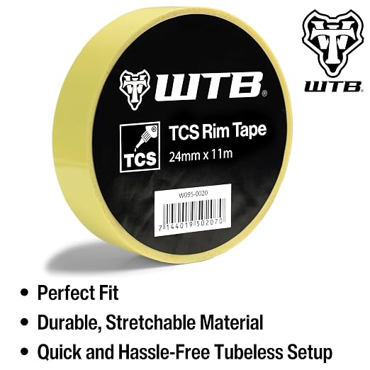 WTB Tubeless Bicycle Rim Tape (24mm x 11m) Easy Tubeless Setup & Airtight Seal, Compatible with All Tubeless Rims | bike-rim-tape