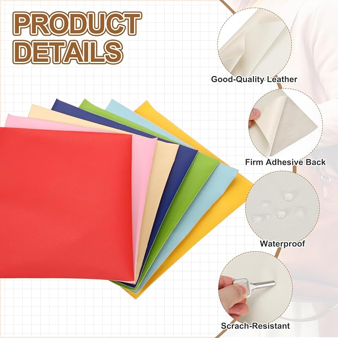 MECCANIXITY 5 Pcs Leather Repair Patch 10"x12" Self-Adhesive Leather Vinyl Repair Tape Kit for Furniture Couches Sofa Chair Car Boat Seats Jackets, Beige