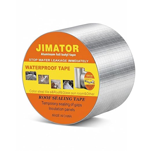Butyl Waterproof Tape, 4 inch x16 feet Aluminum Foil Tape, Butyl Sealant Tape for RV Roofs, Boats, and Pipes, and for Glass & EPDM Roof Leak Patching, Silver