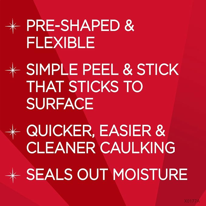 Magic Tub & Wall Peel and Caulk Strip - Create a Tight Seal Between The Bathtub and Wall to Keep Moisture Out - 1-5/8 Inch by 11 Feet - White (Pack of 6)