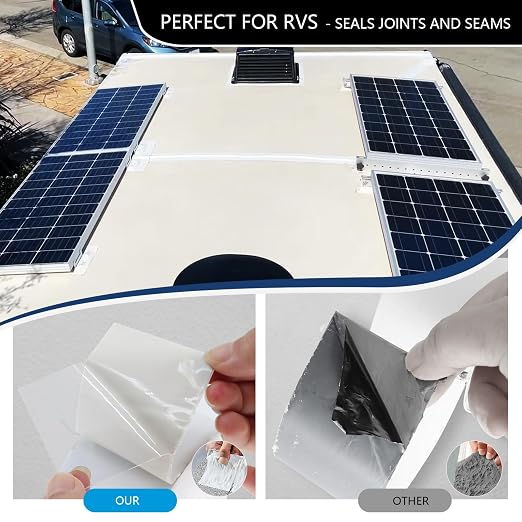 RV Sealant Tape, RV Roof Tape White,4 Inch X 50 Feet RV Repair Roof Tape, UV & Weatherproof Roof Seal Tape for Camper, Boat Sealing, Truck Stop Camper Trailer Roof Seam Leaks(2 Rolls)