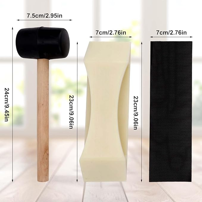 3 Pcs Floor Gap Fixer Tool Kit, LVP Installation Kit Trapezoidal Knock Block Hammer & Adhesive Backing for All Wood Surfaces Laminate Vinyl and Hardwood Flooring Tool Repair