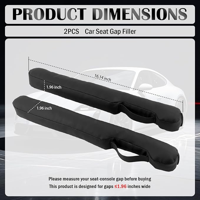 Upgraded Car Seat Gap Filler Strip with Fixed Rings,2PCS High Rebound in Between Car Seat Catcher to Reduce Item Drop Rates,Universal Between Cars Seats Blocker for Most Vehicles