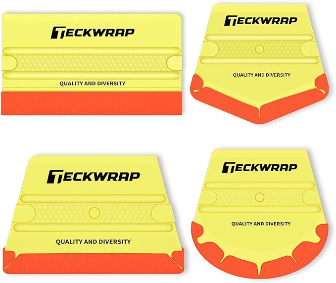 TECKWRAP Felt Edge Squeegee for Vinyl Wrap, Car Wrap, PPF, Decal & Window Tint, Professional Scratch-Free Squeegee Tools, 4PCS 40A Soft Yellow