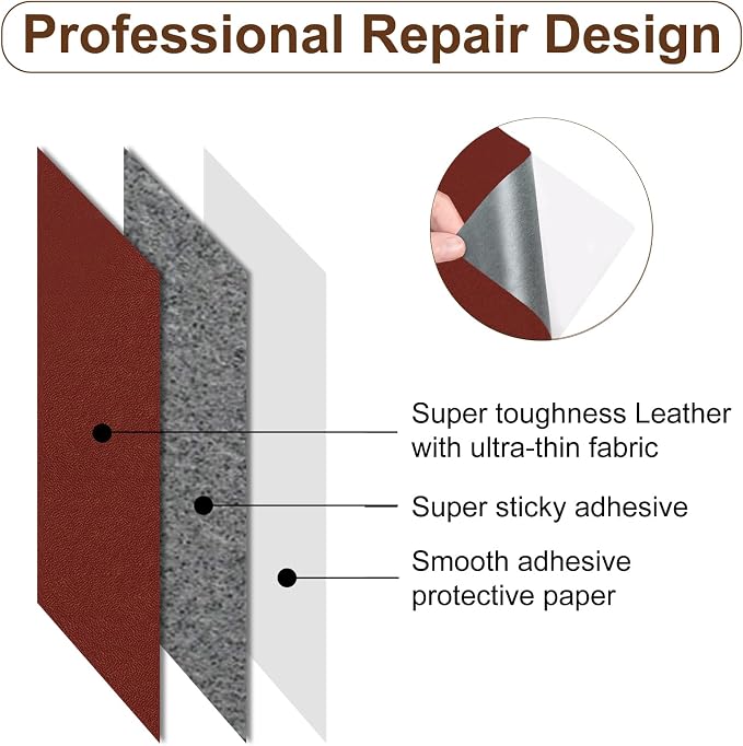 Numola Leather Repair Patch 8×11 inch Self-Adhesive Leather Repair Tape, Scratch/Holes Vinyl Repair Kit for Couch, Car Seat, Sofas, DIY Furniture Upholstery, Chair, Jackets, First-aid (Dark Red)