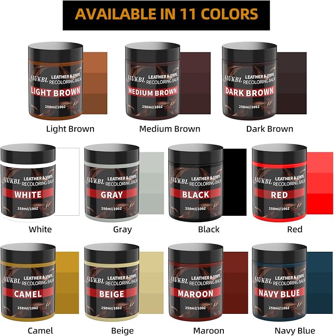 Leather Recoloring Balm, Leather Color Restorer, Leather Restorer for Couches, Leather Scratch Remover, Leather Scratch Repair, Leather Repair Kit for Furniture, Leather Dye (Light Brown)