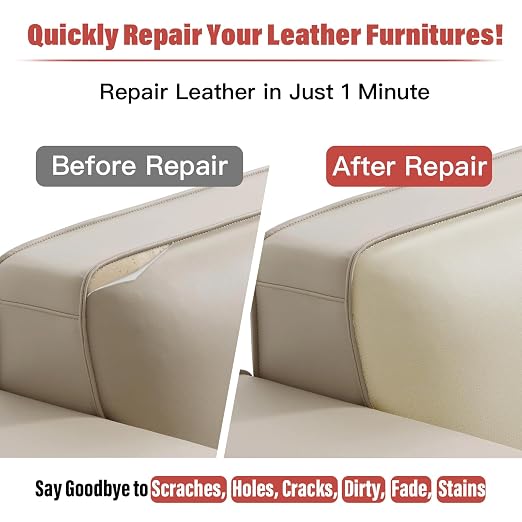 GEYYANG Leather Repair Patch, 16X79 inch Self Adhesive Leather Patches, Large Leather Repair Tape for Couches, Furniture, Car Seats, Cabinets, Wall, Handbags, Rice White - Litchi Grain