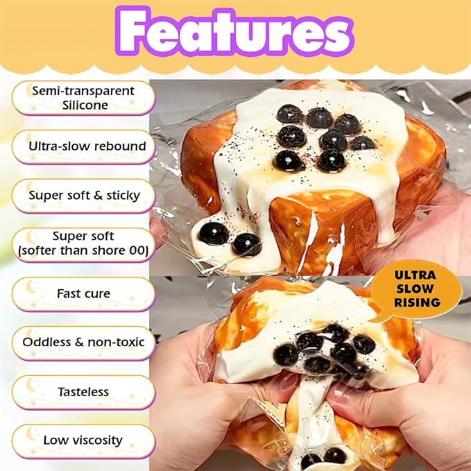 Taba Squishy Making Kit Ultra Slow Rising Soft Cream Gel Flex Rubber Liquid Silicone 3.5oz Pack