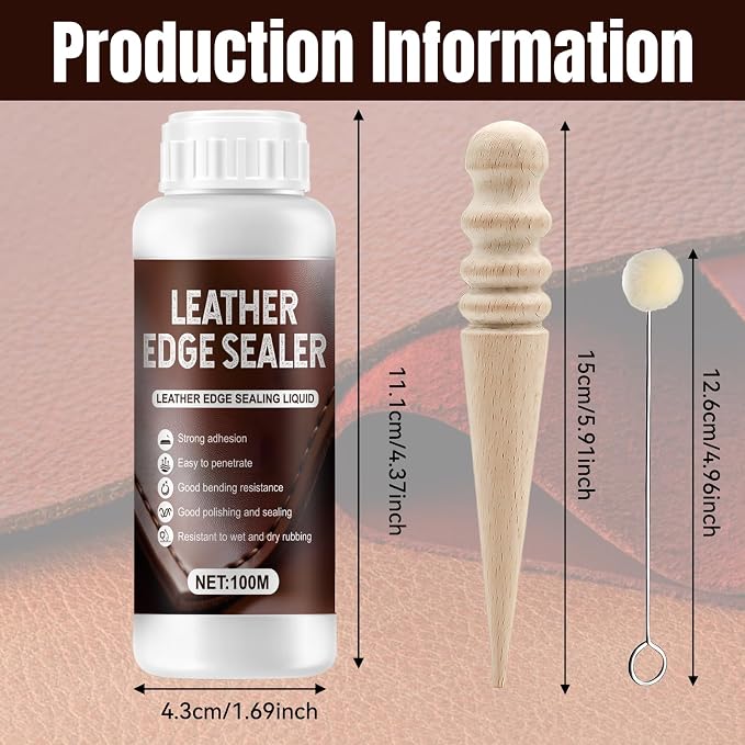 Leather Edge Sealer, Water-Resistant Leather Burnishing Gum Smooth and Glossy Edge Finish for Bags, Wallets, Leatherwork Accessories Burnishing Tool, 100ml