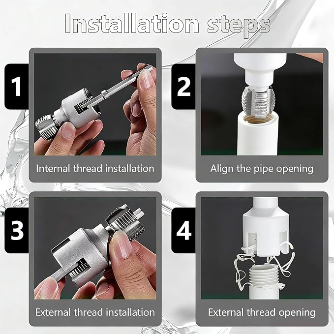 3 Pcs PVC Pipe Threader Repair Kit,Dual-Function Internal & External Pipe Threading Tool for 1/2" & 3/4"& 1" PVC/Plastic Pipes