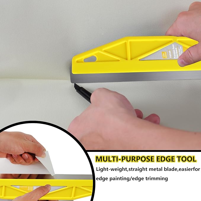 12-Inch Paint Edger & Trim Guard | Stainless Steel Straight Edge Tool | Painters Tape Alternative | Creates Crisp, Clean Pro-Grade Lines on Walls & Ceilings(Yellow)