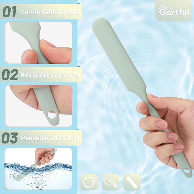 Gartful 6PCS Silicone Spatula Sticks, Non-Stick Epoxy Resin Mixing Sticks Scraper Tools, Reusable Stirring Rods for Resin, Paint, Waxing, Liquid, Arts Crafts Supplies, Facial Mask, Light Green