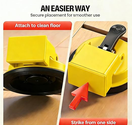 Floor Gap Fixer Tool, Cast Aluminum, Heavy Duty Flooring Repair Kit with Vacuum Suction Cup for Laminate, Vinyl, Wood and Tile Floors (Yellow)