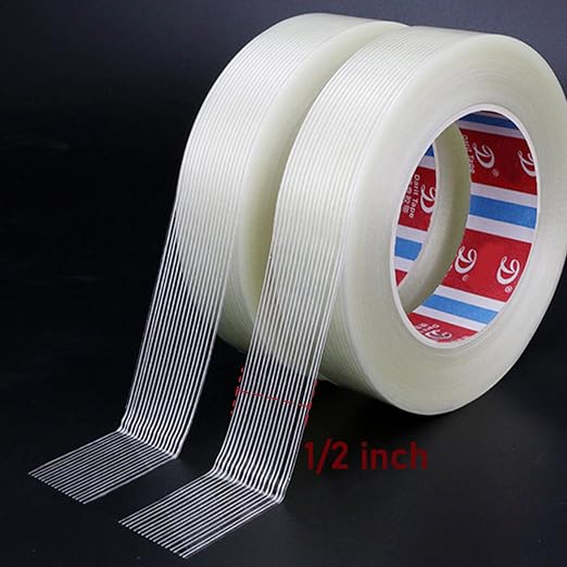 KAIY Strapping Tape, 2 Roll 1/2 inch x 60 yds Packing Tape, Heavy Duty Reinforced Fiberglass Tape, Transparent, Waterproof, 100 lbs per inch Tensile Strength | Heavy Duty Filament Tape, Fiberglass Reinforced Packing Tape with Strong Adhesive for Shippi...