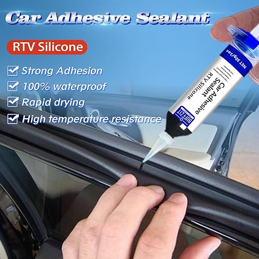 Silicone Sealant RTV 100% Silicone Waterproof Sealant – All-Purpose Caulk for Car, Kitchen, Window, Bathroom, Door – High Strength, Anti-Shrink & Crack (White, 30g/1oz)