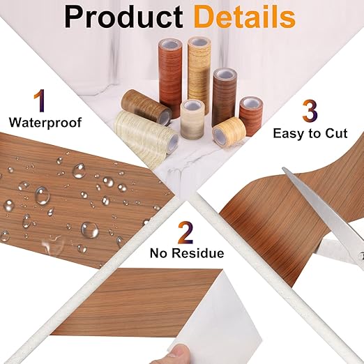 PATIKIL Wood Grain Tape 4.7" x 32 ft, Self-Adhesive Wood Texture Repair Tape Realistic Wooden Effect Patch for Furniture Cabinets Floor Walls, Yellow Wood