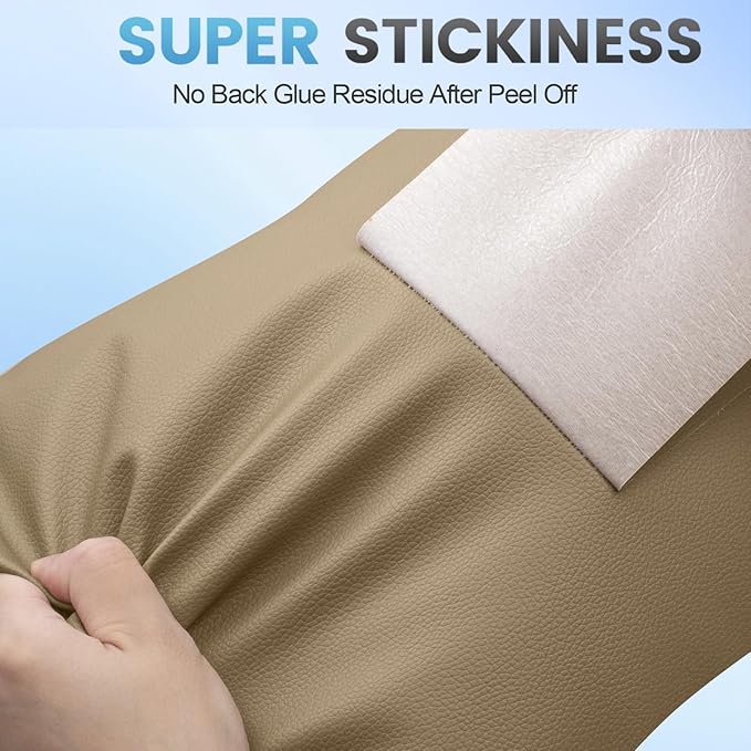 Leather Repair Patch Tape Kit, 4" x 63" Self Adhesive Leather Repair Patch for Furniture, Vinyl Leather Repair Kit for Car Seat, Chairs, Couch, Sofa, Boat Beige