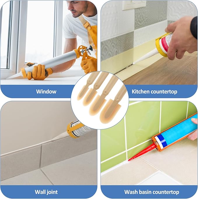 UKQRRTC 8Pcs Rubber Caulking Tool 4 Size Set Smooth Grout Sealant Caulking Tool Rubber Spatula Spreader Grout Sealer Applicator Smoothing Finger Finisher Grout Caulk Finishing Tool