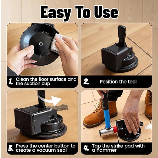 Heavy Duty Floor Gap Fixer Tool, 4.65 Inch Suction Cup with 175lbs Pulling Force, Flooring Repair Tool for Wood Tile Vinyl Laminate, Rubber Suction Cup Lifter for Widths 5 Inches & Above