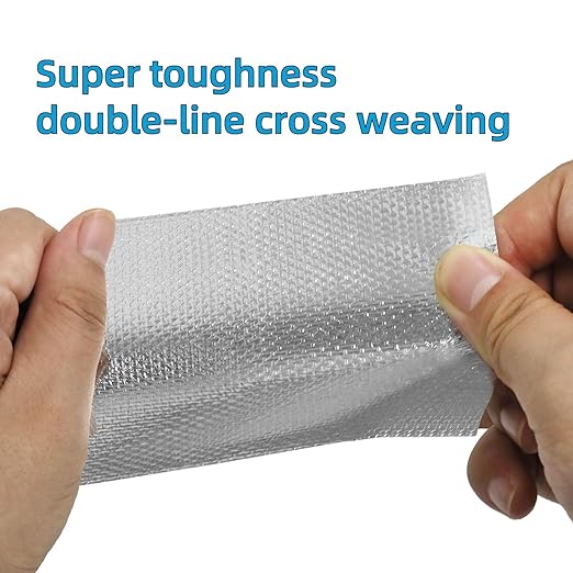Fiberglass Aluminum Foil Tape - 3 inch x 66 Feet, Self-Adhesive Fiberglass Heat Shield Tape, Silver Heat Resistant Tape, Reflective Aluminum Foil Tape for HVAC, Auto, Insulation, Repair