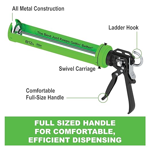 Albion Engineering Company B12Q B-Line Manual Cartridge Caulking Gun, 1 Quart, 12:1 Drive, Green