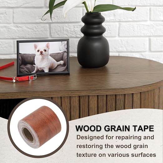 PATIKIL Wood Grain Tape 2" x 32 ft, Self-Adhesive Wood Texture Repair Tape Realistic Wooden Effect Patch for Furniture Cabinets Floor Walls, Red Brown