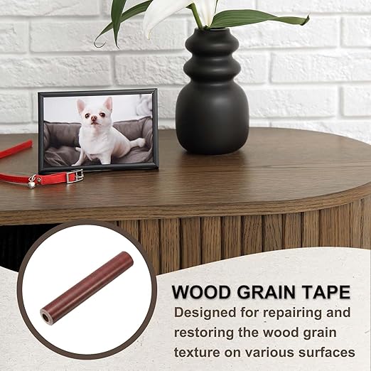 PATIKIL Wood Grain Tape 12" x 32 ft, Self-Adhesive Wood Texture Repair Tape Realistic Wooden Effect Patch for Furniture Cabinets Floor Walls, Walnut