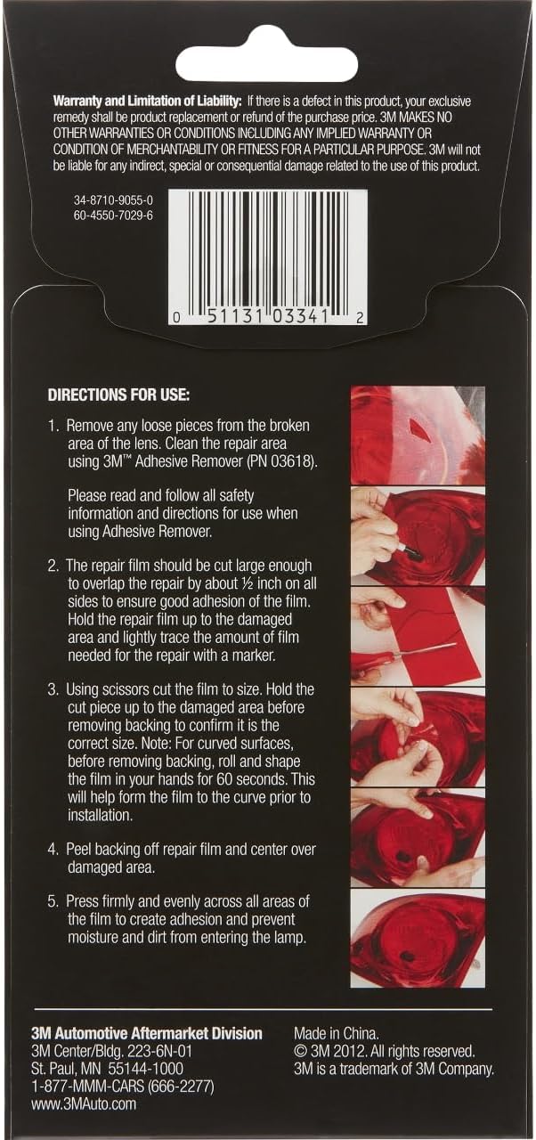 3M Auto High Strength Red Lens Repair Film, 03341, 3.75 in x 7.75 in, 2-Pack