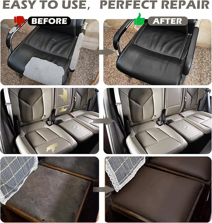 Leather Repair Patch, Self Adhesive Leather Repair, Large Leather Repair Tape for Sofa, Car Seats, Furniture, Cabinets, Chairs, Handbags （Grey, 16X157 inch)