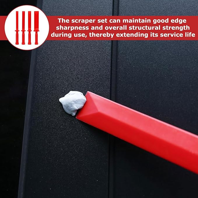 4 Pcs Plastic Chisel Scraper,Auto Paint Scraper Remover Tool Kit Accessories,For Removing Debris, Adhesives, Film