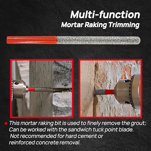 DT-DIATOOL Diamond Mortar Raking Bit for Brick Joints Stone Masonry Granite Diameter 7.2mm, Round Thread Router Bit 2pcs