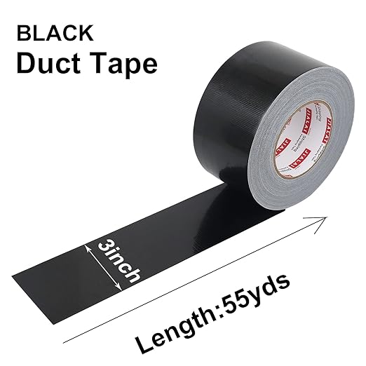 JIALAI HOME Black Duct Tape 3 Inch Wide, Industrial Grade 3 inches x 55 Yards (164 ft), 9 Mil Heavy-Duty, Waterproof, Strong, Flexible, No Residue, for Crafts & Home Improvement