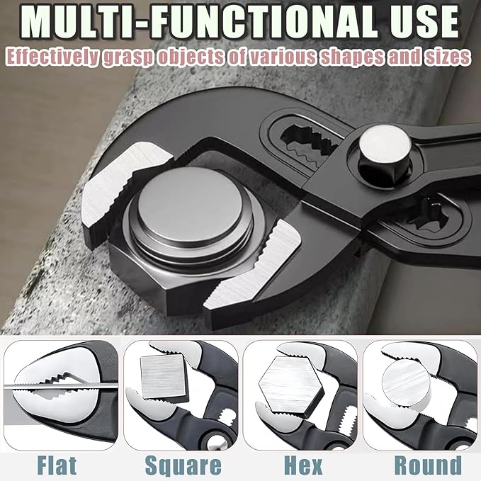 Adjustable Water Pump Pliers 7" Groove Joint Pliers V-Jaw Quick Adjust Tongue and Groove Pliers with Push-Lock and Cushion Grip Ideal for Tight Spaces Plumbing Cars and Home Repair (7 inch)