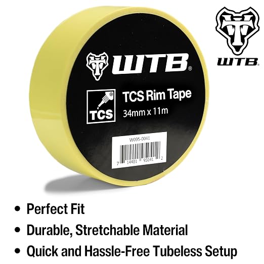 WTB Tubeless Bicycle Rim Tape (34mm x 11m) Easy Tubeless Setup & Airtight Seal - Compatible with All Tubeless Rims | bike-rim-tape
