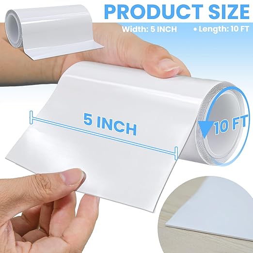 Tikfoam Waterproof Repair Tape for Fabric, Plastic, Awning, RV Underbelly, Tarp, Tent, Sail and Boat Cover Outdoor Repair Patch, Heavy Duty,5 Inch x 10FT White