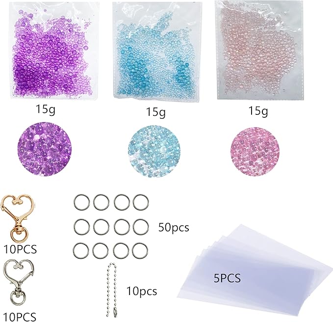 Shaker Resin Molds, 10 Cavity Wind Chime Quicksand Silicone Molds Resin Casting Molds Epoxy with PVC Sheets and Colored Beads for Jewelry Making, Keychain DIY