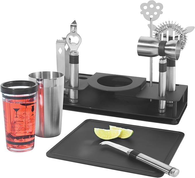 Oggi Pro Stainless-Steel 10-Piece Cocktail Shaker and Bar Tool Set