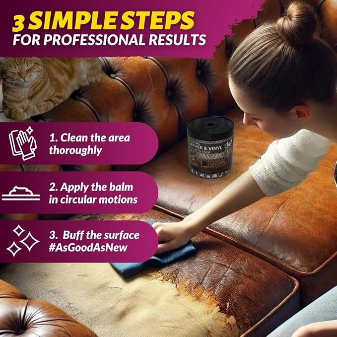 COCONIX Leather & Vinyl Recoloring Balm - Cognac Tan | Restore Faded, Worn, and Peeling Leather and Vinyl on Sofas, Chairs, and Car Seats | Vibrant Colors with Simple Application